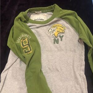Abercrombie & Fitch Green and Gray Long Sleeve Tee